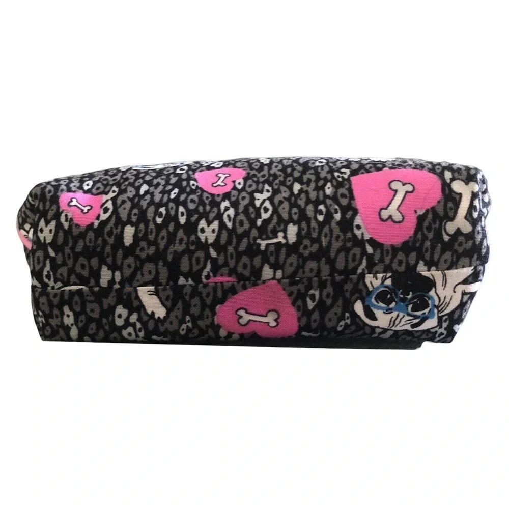 NEW Enchante Accessories Pug In Glasses Dog Themed Cosmetic Makeup Travel Bag